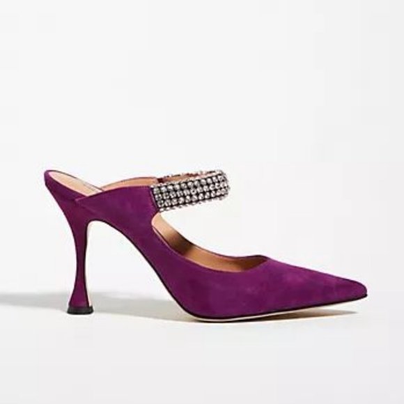 NWT Lola Cruz Purple Suede Heels with Rhinestone Strap Size 8 - Picture 5 of 7